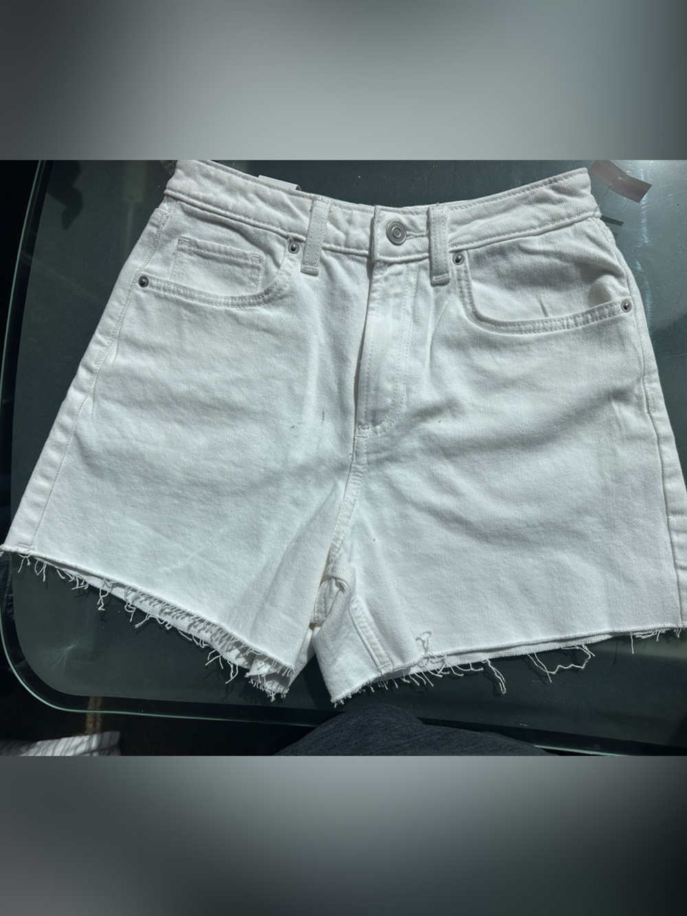 bp White Frayed Hem Denim Shorts